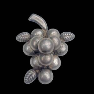 Vintage Large Grape Wine Brooch Sterling Silver - 20 grams
